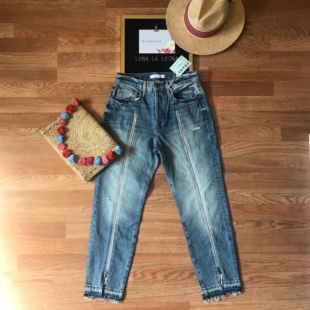 NWT Frame Denim Le Original Zipper Cropped Jeans